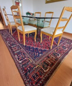 Alfombra lana tonos azul y rojo