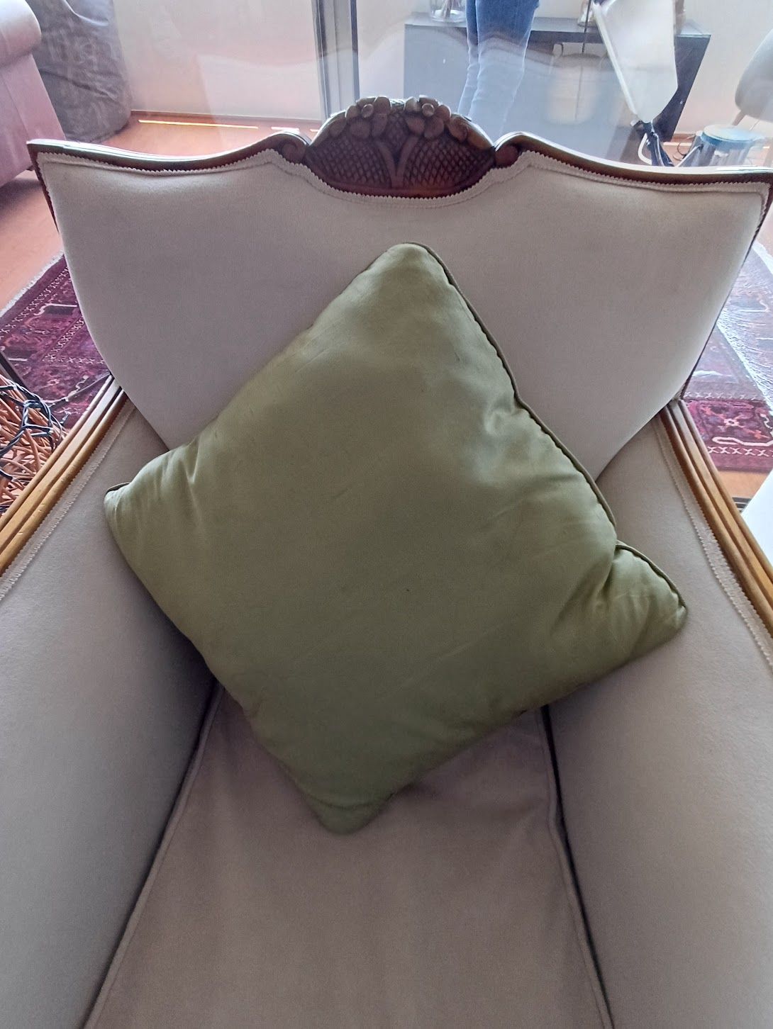 Cojines tela verde relleno algodón