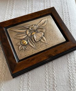 Joyero madera y flores en plata