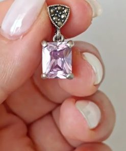 Colgante de plata 925 con pirita y cristal tono lavanda