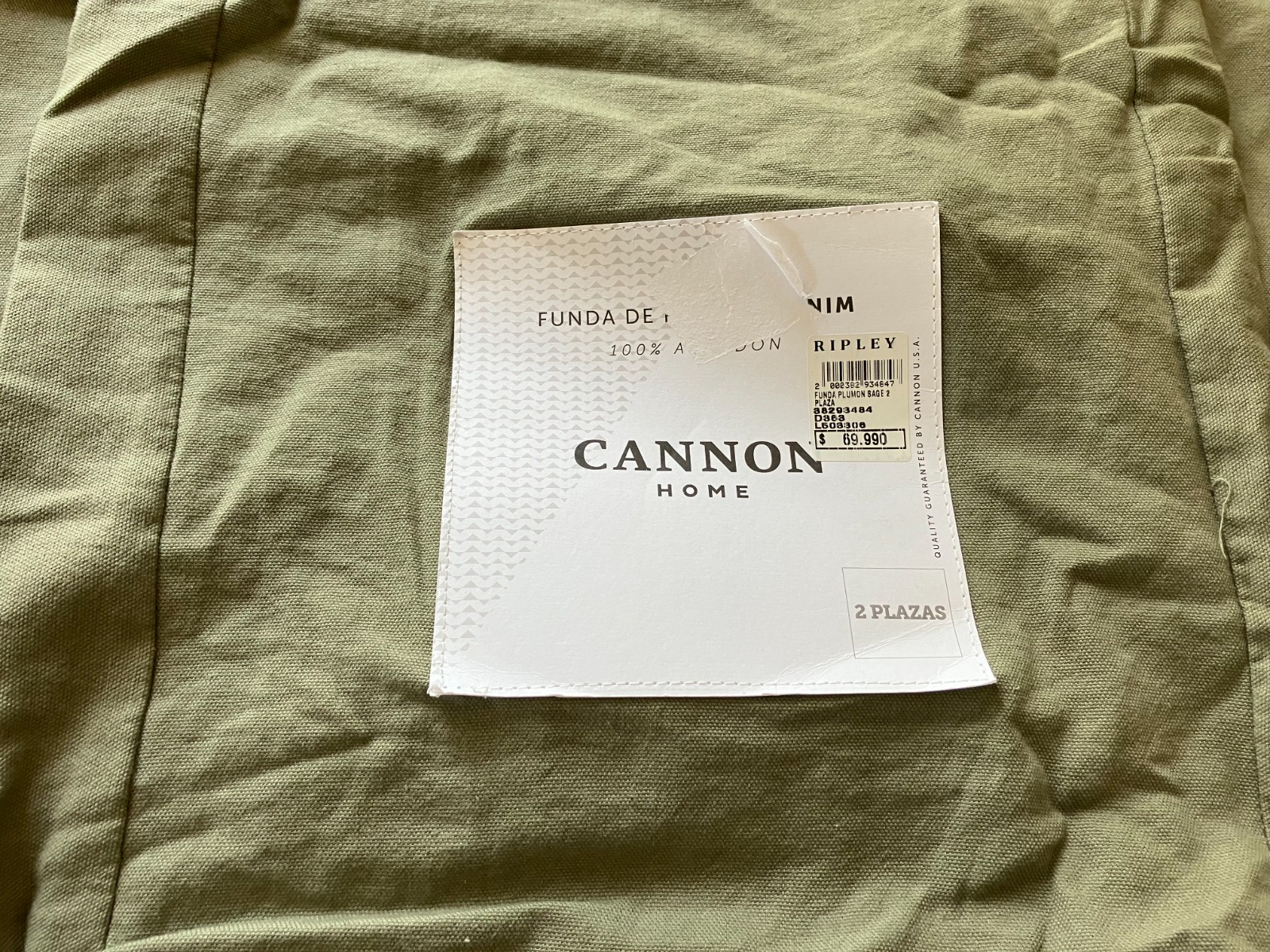 Funda plumón 2 plazas Cannon Denim Sage verde - Imagen 5