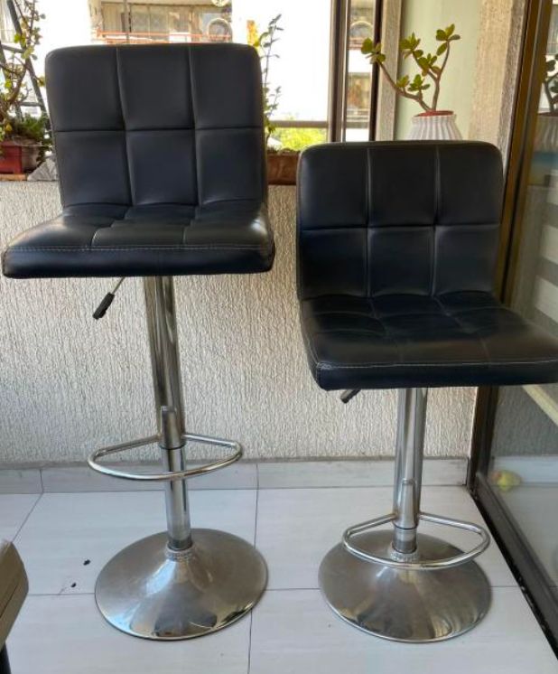 Sillas taburete cuerina negro bar