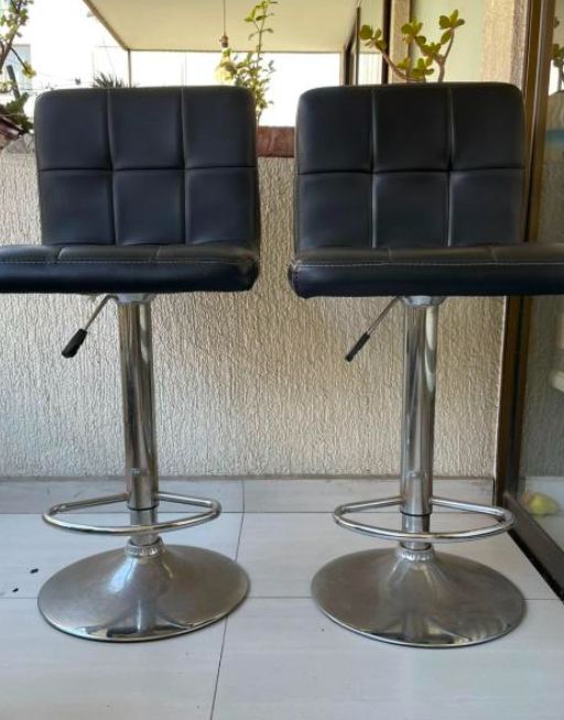 Sillas taburete cuerina negro bar - Imagen 2