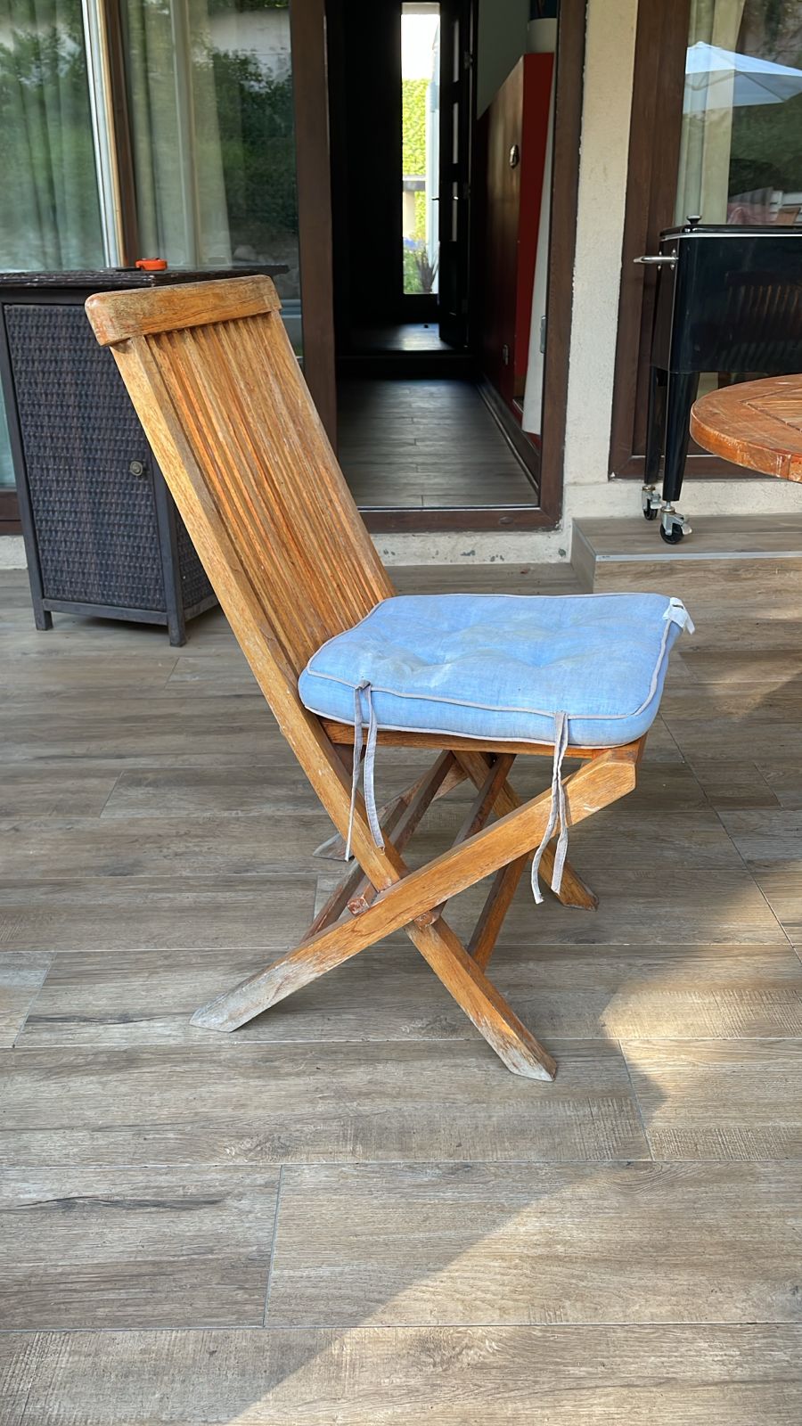 Juego comedor terraza madera teka 5 sillas plegables - Imagen 2