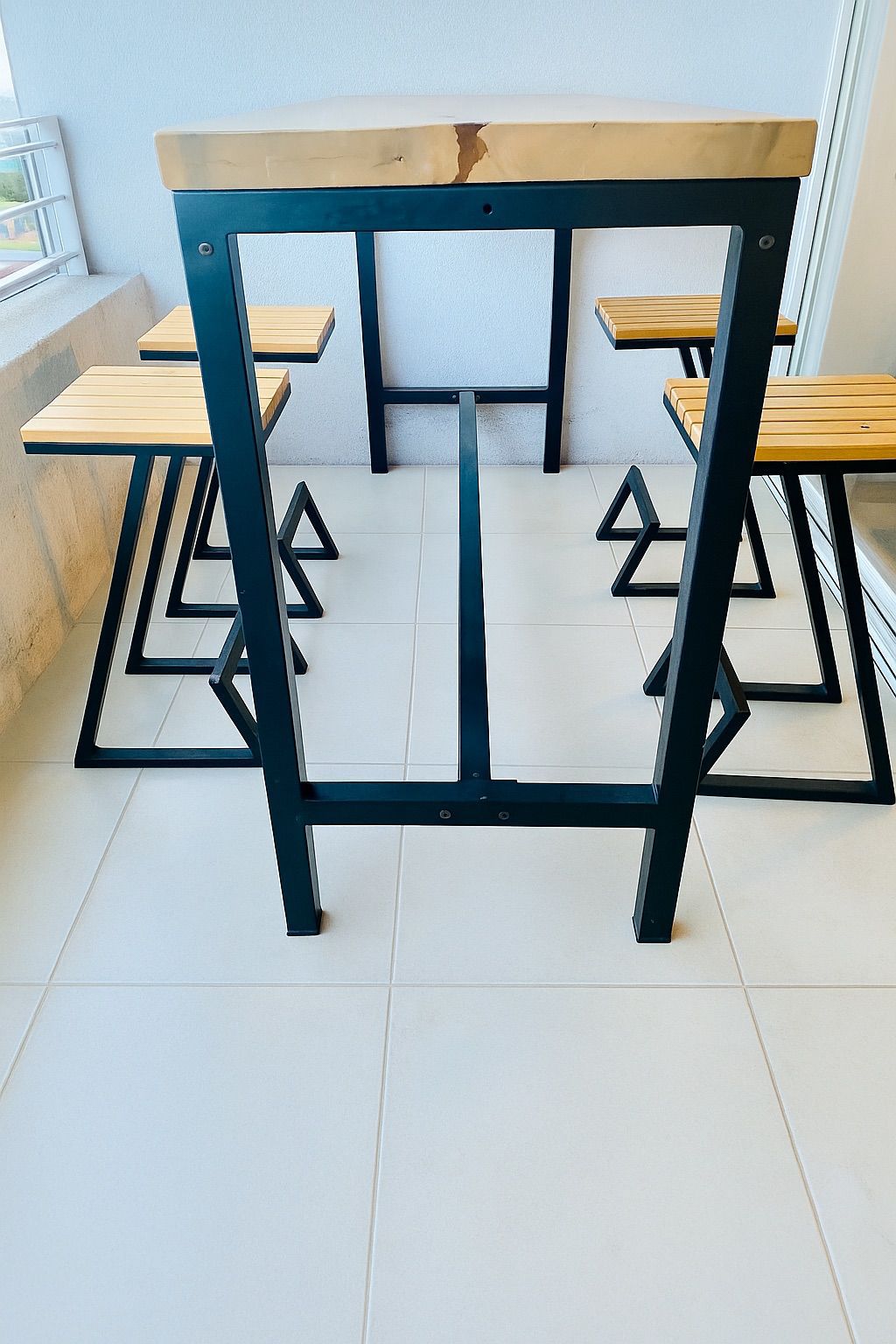 Juego 4 taburetes madera y metal Z - Imagen 3