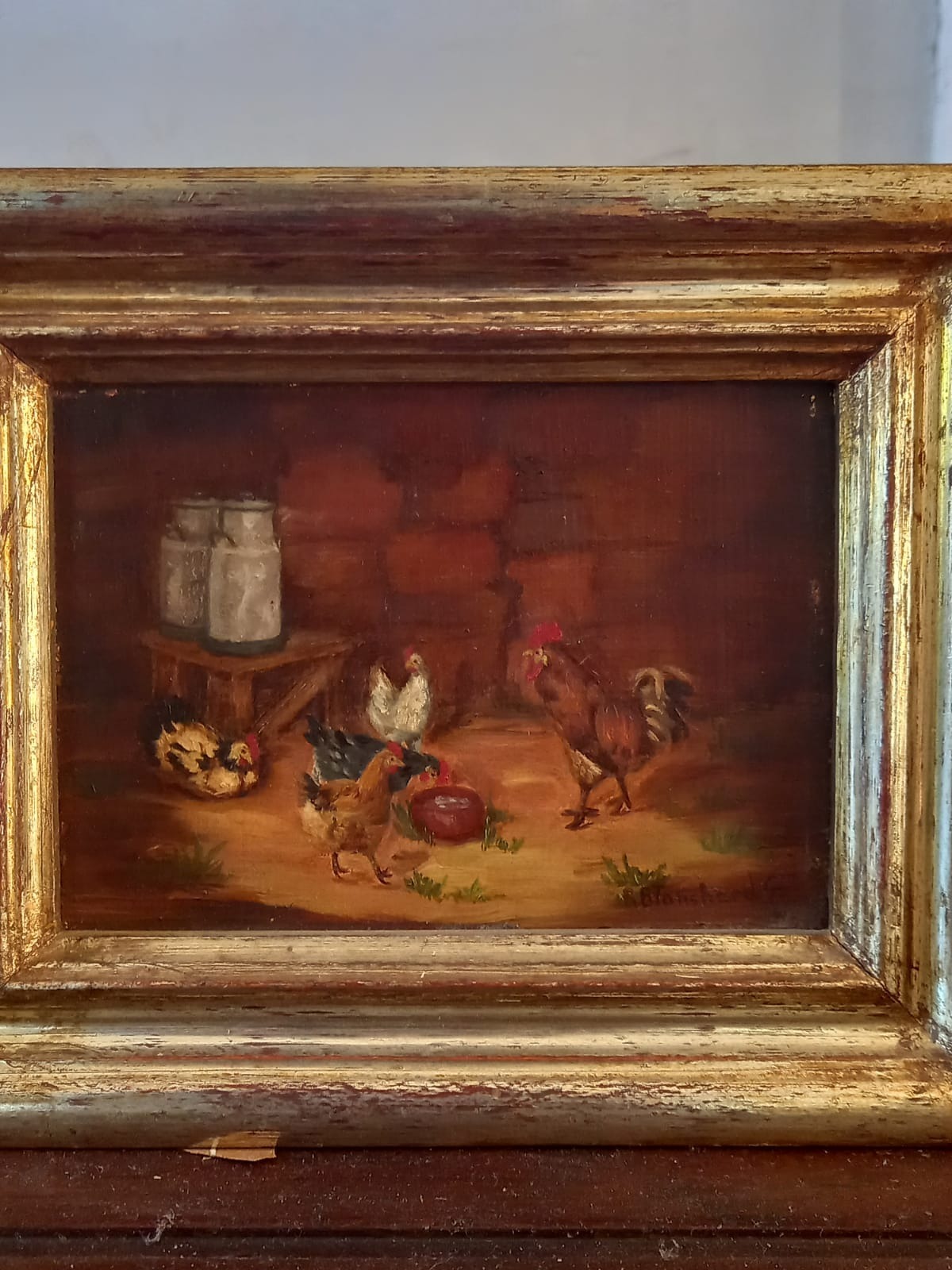 Cuadro gallinas campo R Blanchard