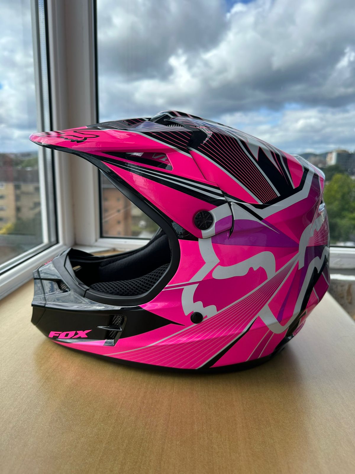 Casco Fox V1 Flow Bianco/Rosso - Taglia XL - Casco MTB E Motocross