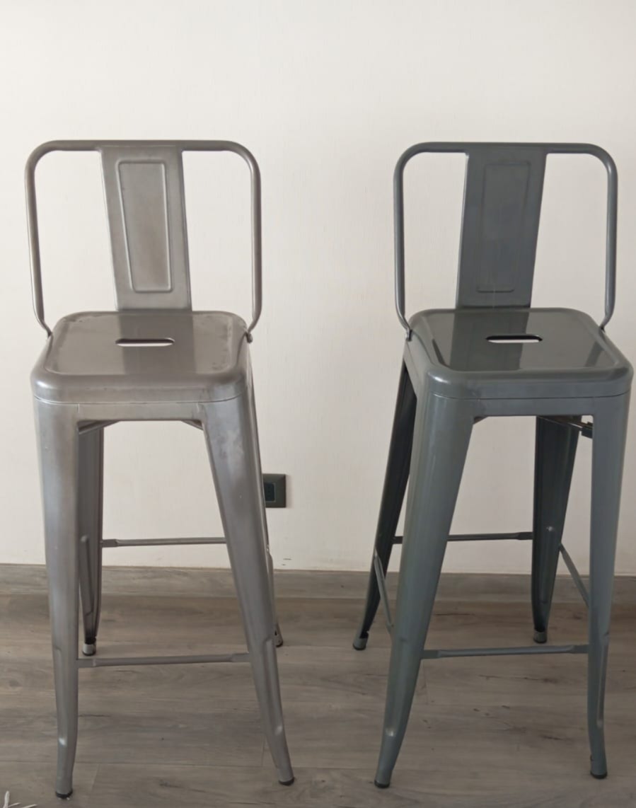 Par sillas bar taburete tolix gris