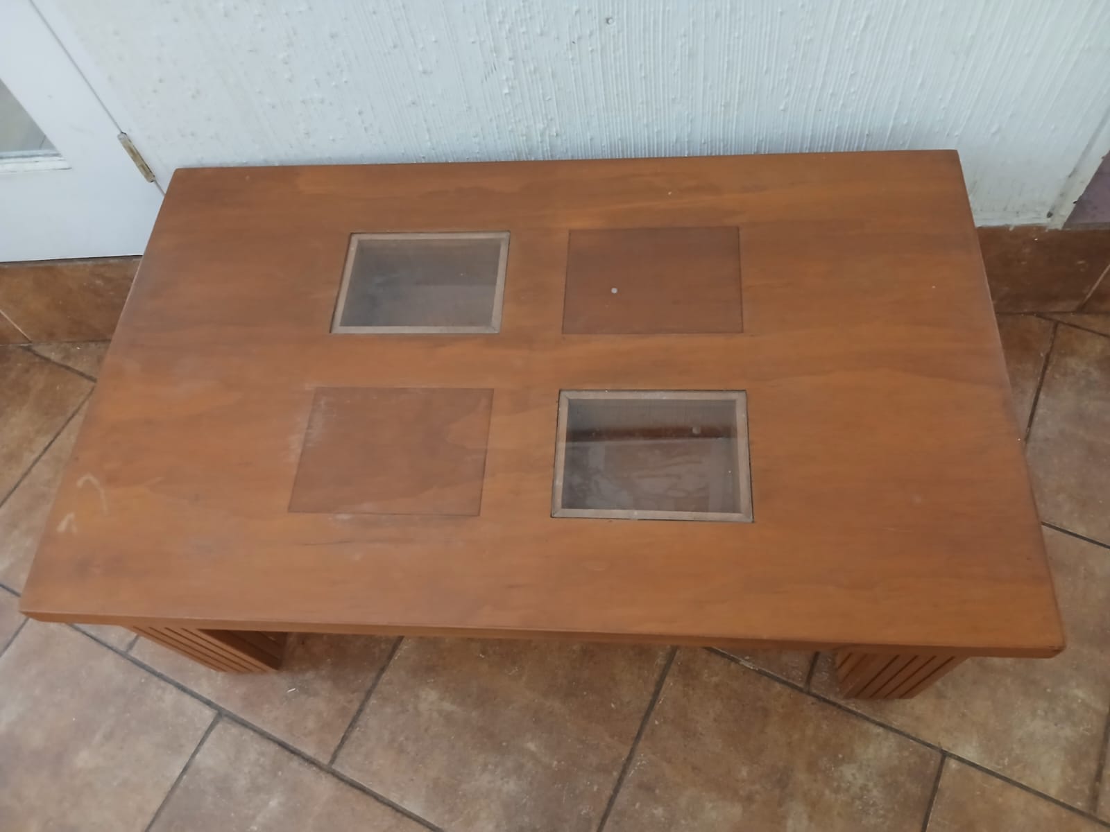 Mesa de centro cuadrados vidrio y madera - Imagen 2