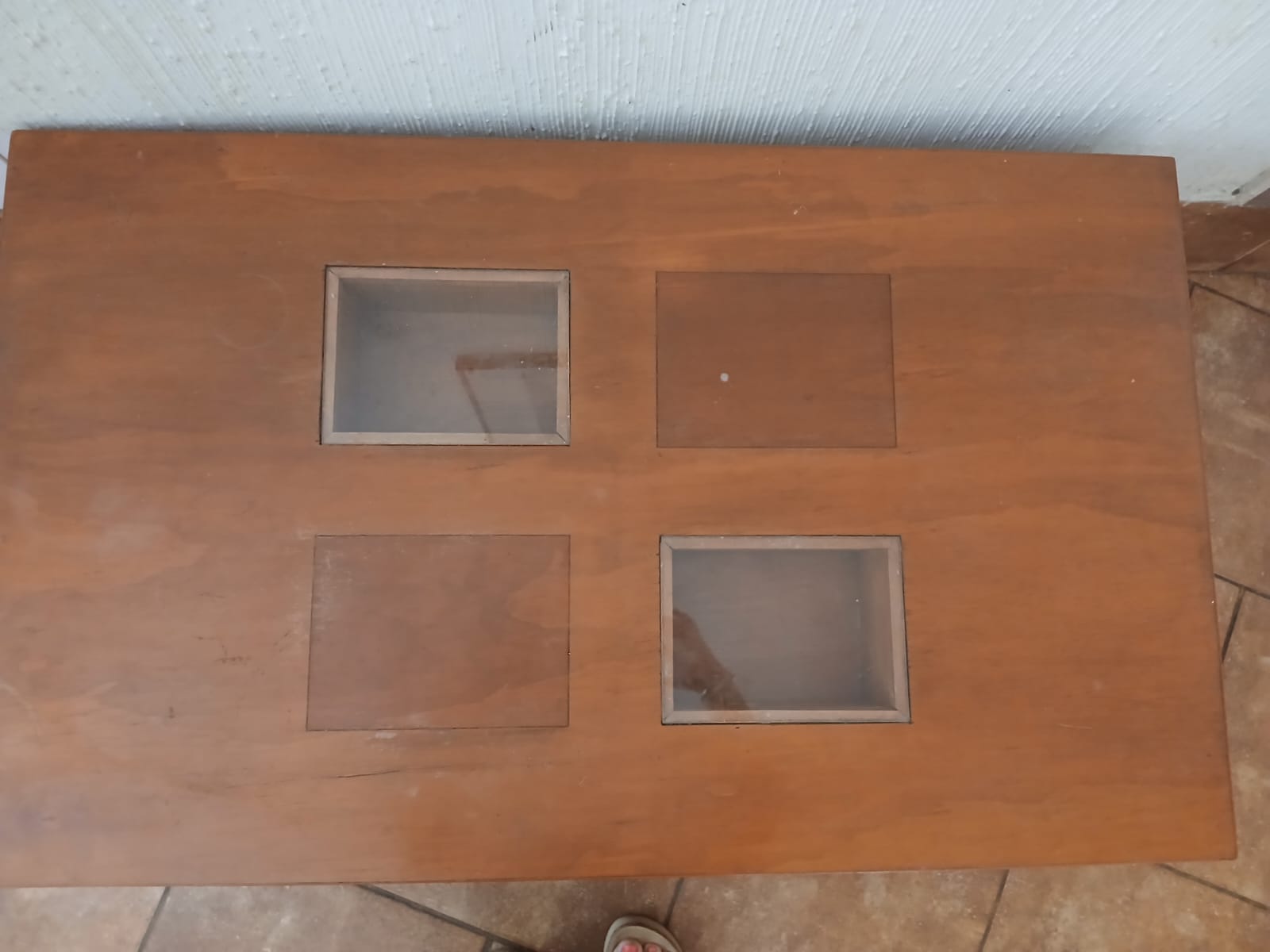Mesa de centro cuadrados vidrio y madera - Imagen 4