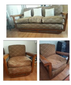 Juego living 3 piezas madera palo rosa