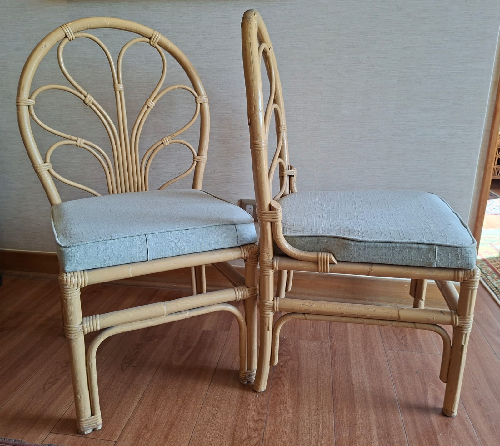 Par sillas Rattan pavo real