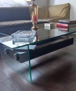 Mesa de centro vidrio templado con madera