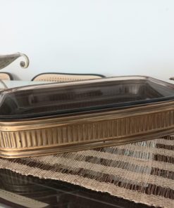 Bandeja pyrex con base bronce