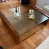 Mesa de centro madera maciza con vidrio