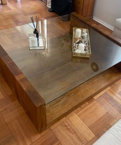 Mesa de centro madera maciza con vidrio