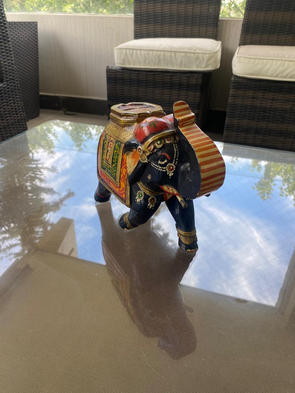 Figura elefante madera pintado a mano - Imagen 3