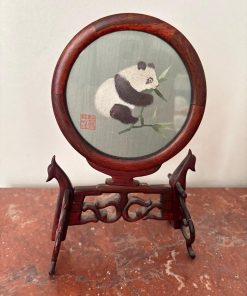 Cuadro redondo bordado Panda chino