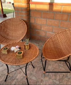 Juego de terraza 3 piezas mimbre nido