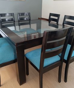 Juego de comedor cuadrado 8 sillas calipso Roble