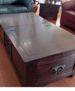 Mesa de centro abatible baúl estilo colonial