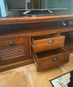 Rack TV madera maciza Roble