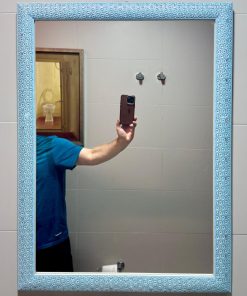 Espejo turquesa tallado