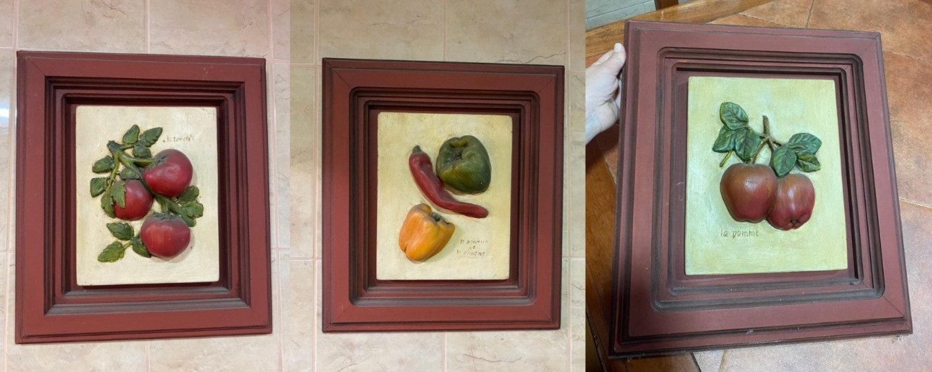 Set 3 cuadros de cocina decorativos relieve