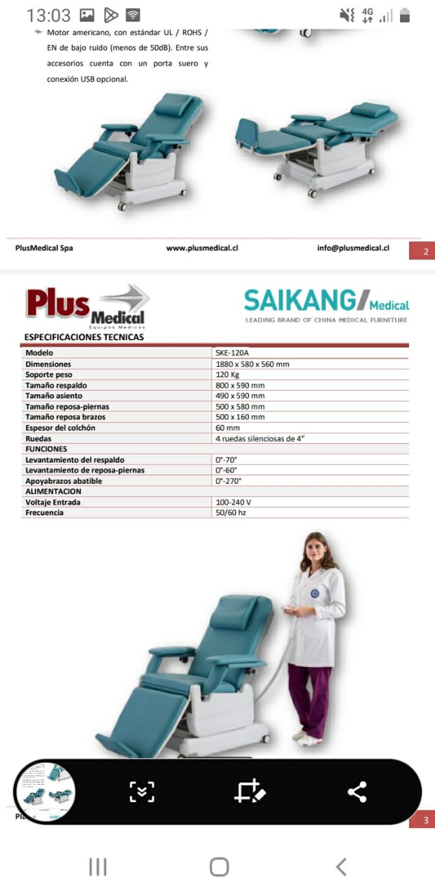 Sillón clínico eléctrico 2 funciones Saikang - Imagen 5