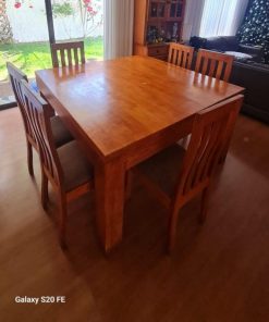 Juego de comedor cuadrado con 8 sillas Pino oregón