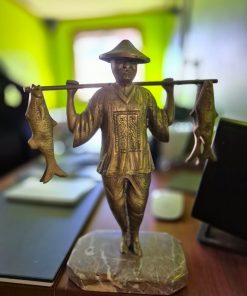 Figura pescador oriental bronce
