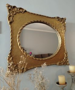 Espejo de madera moldura yeso dorado