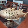 Pez de latón portavela dorado