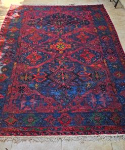 Alfombra Soumak roja azul