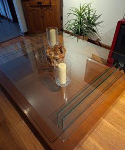 Mesa de centro grande madera vidrio