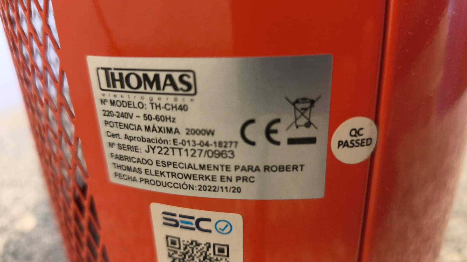 Calefactor Thomas TH-CH42 - Imagen 2