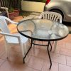 Mesa de terraza de vidrio redonda