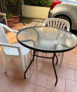 Mesa de terraza de vidrio redonda