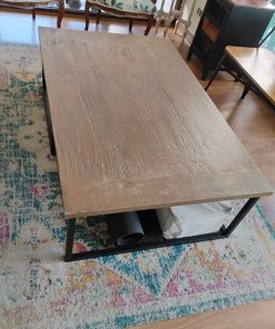 Mesa de centro madera natural con base fierro