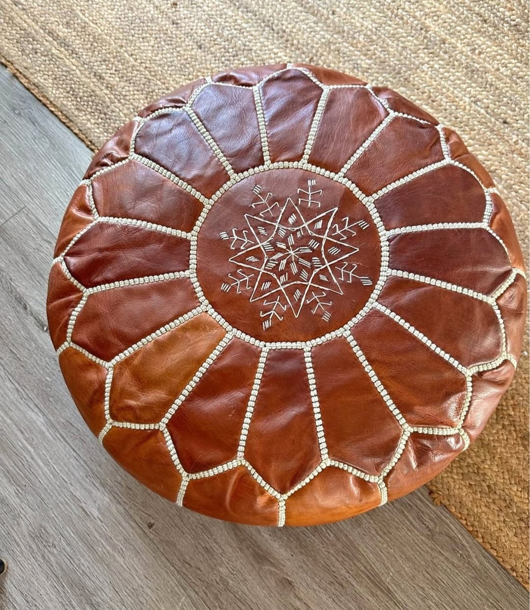Pouf marroquí cuero café