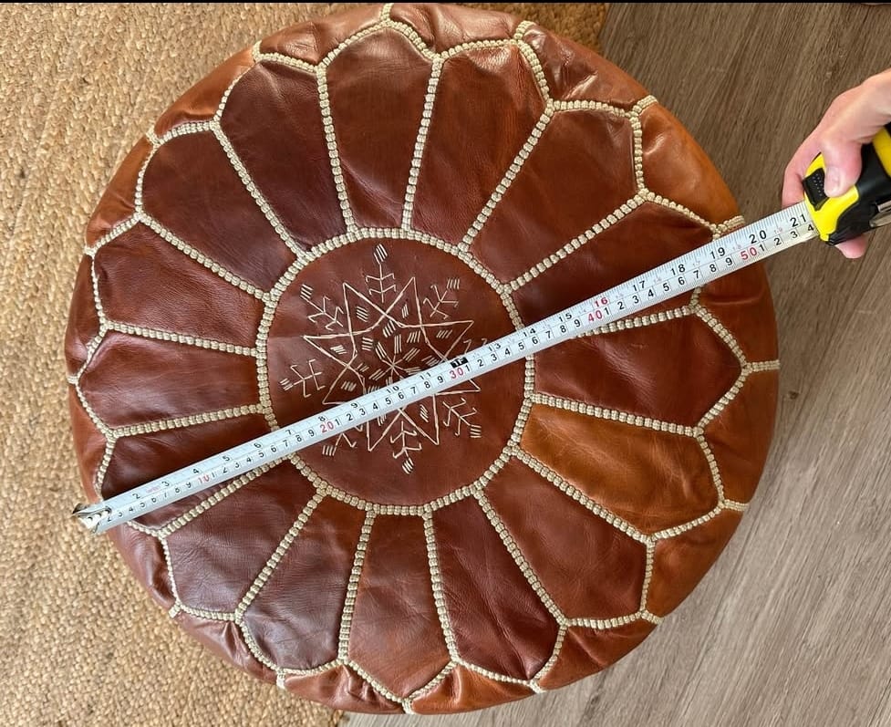 Pouf marroquí cuero café - Imagen 4