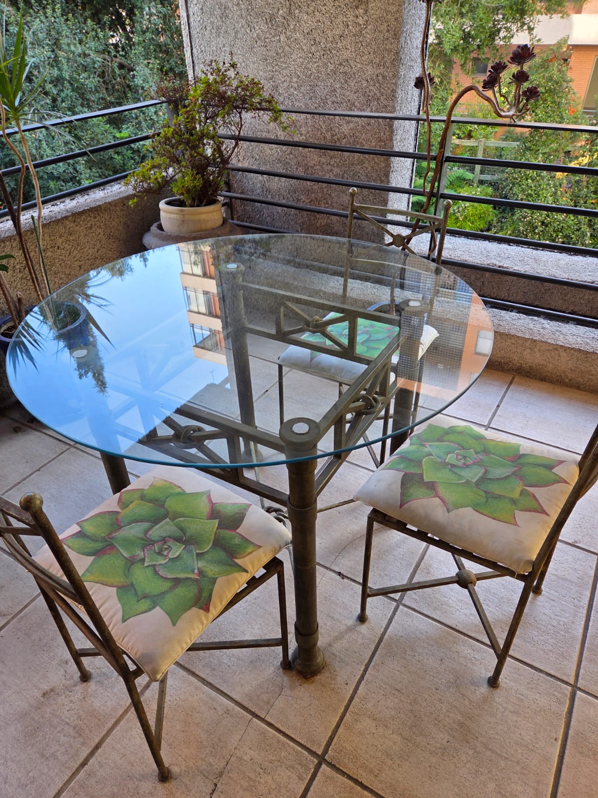 Juego comedor terraza redondo etrusco 6 sillas - Imagen 2