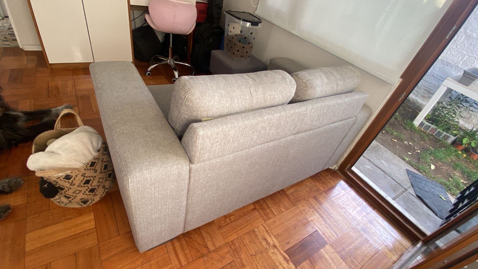 Sofá 2 cuerpos lino gris - Imagen 3