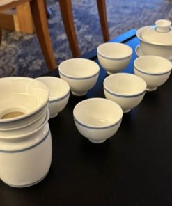 Juego té porcelana china blanco 6 puestos