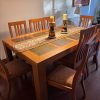 Juego comedor madera piedra pizarra 8 sillas