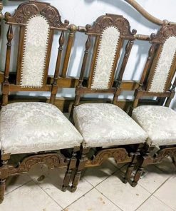 Juego de 6 sillas encina tapiz blanco