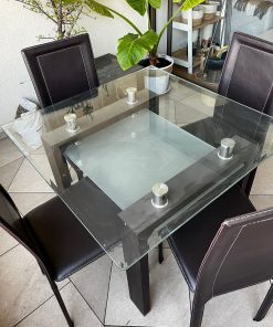 Juego de comedor Prisma cuadrada nogal con 4 sillas Royal