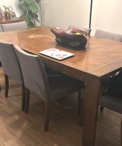 Juego comedor filete dorado con 6 sillas grises