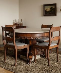 Juego comedor caoba y mármol con 6 sillas
