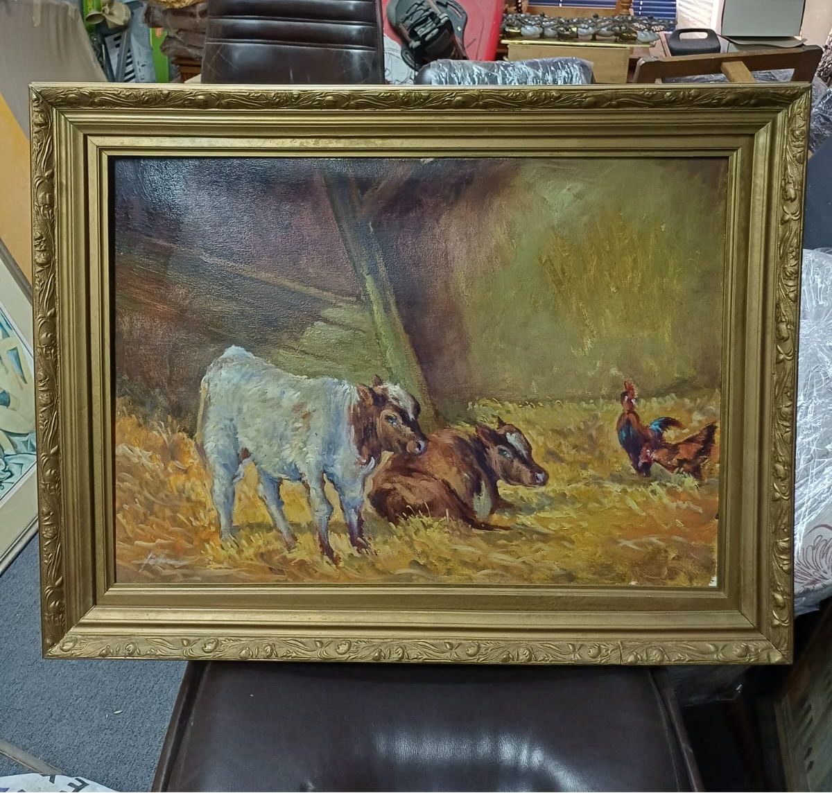 Cuadro vacas óleo sobre tela firmado